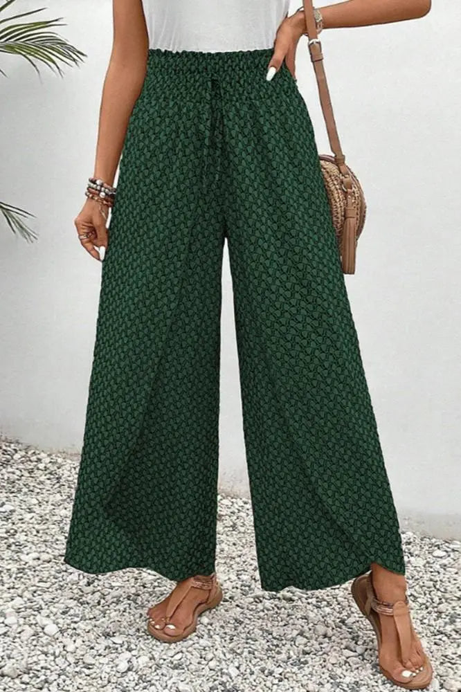 Brit & Boho™️ | Lunara | Women's Wide-Leg Trousers in Geometric Print sadiluxe