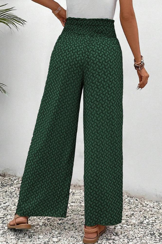 Brit & Boho™️ | Lunara | Women's Wide-Leg Trousers in Geometric Print sadiluxe