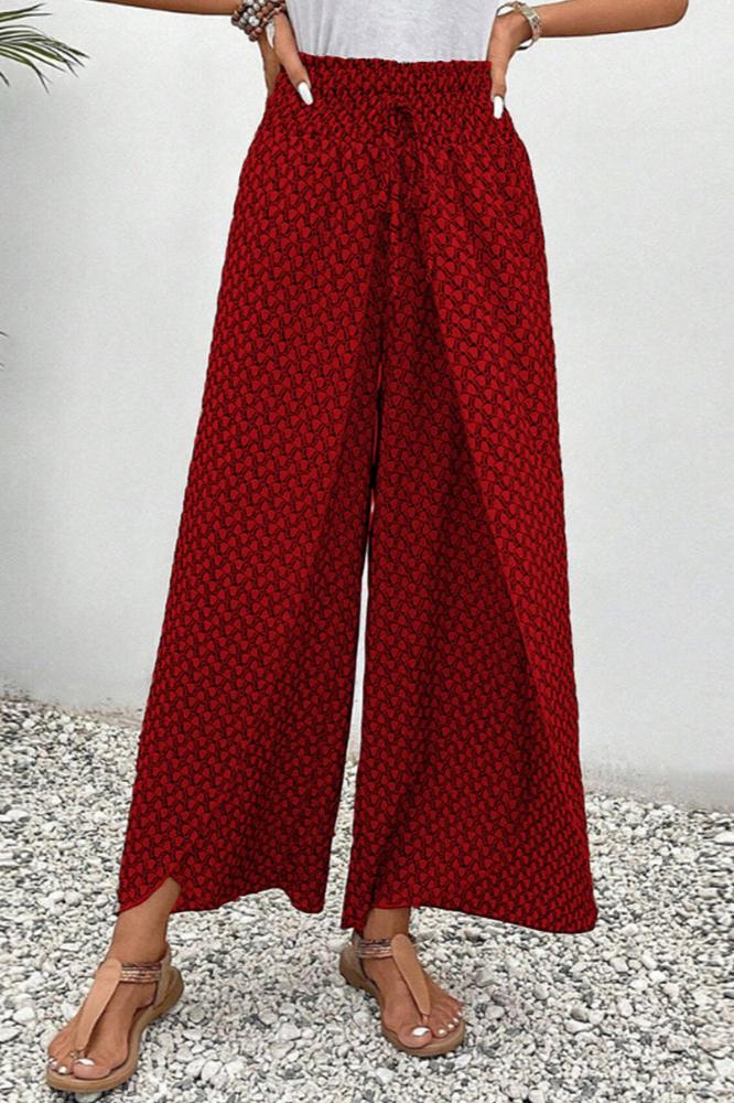 Brit & Boho™️ | Lunara | Women's Wide-Leg Trousers in Geometric Print sadiluxe