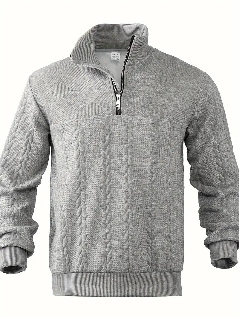 Brit & Boho™️ | Casual Jacquard Quarter-Zip Pullover Brit & Boho | Fashion & Boutique