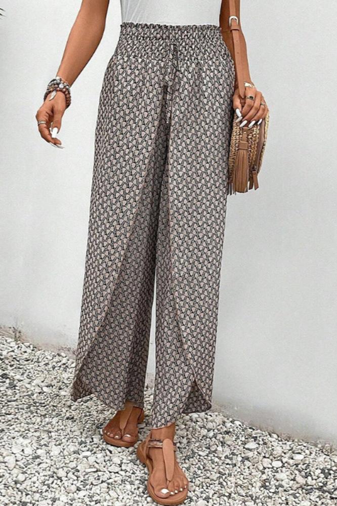 Brit & Boho™️ | Lunara | Women's Wide-Leg Trousers in Geometric Print sadiluxe