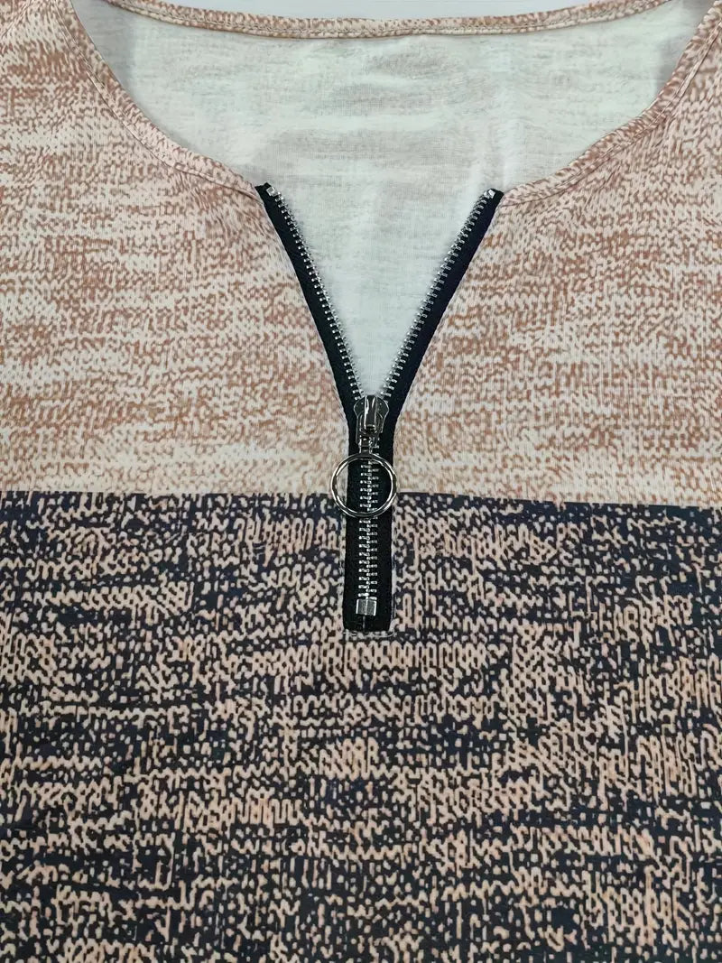 Brit & Boho™ I Marites Color Block Quarter Zip T-Shirt Brit & Boho | Fashion & Boutique