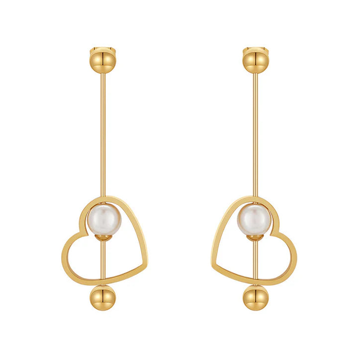 Brit & Boho™ I 18K Gold Titanium Steel Heart-shaped Peach Earrings Brit & Boho | Fashion & Boutique