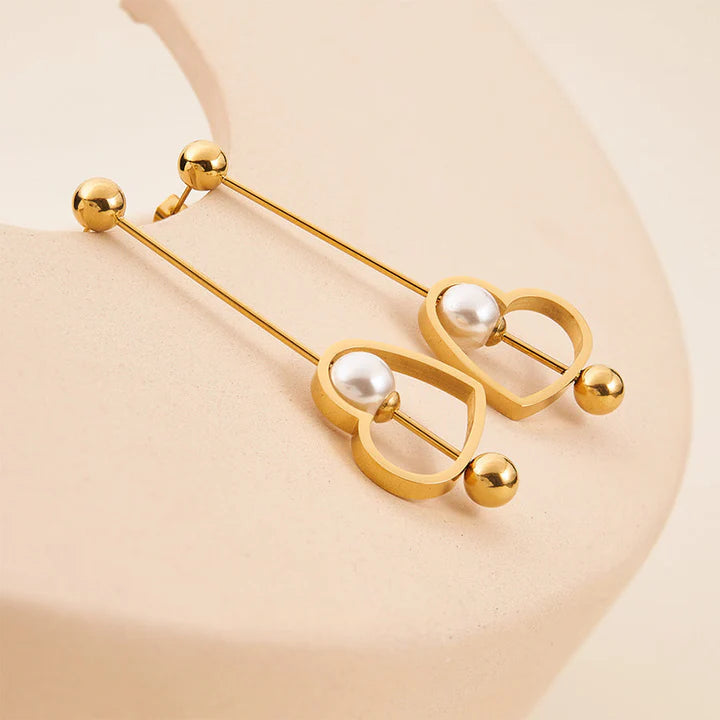 Brit & Boho™ I 18K Gold Titanium Steel Heart-shaped Peach Earrings Brit & Boho | Fashion & Boutique