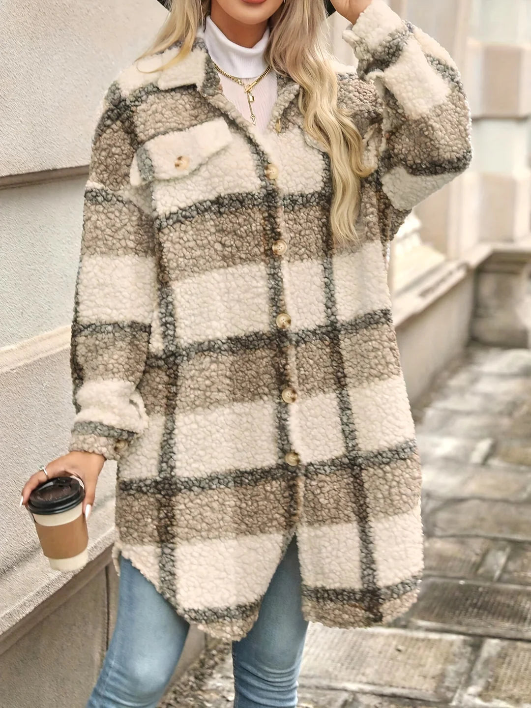 Brit & Boho™ | Mila Checked Jacket with Lapel Collar Brit & Boho | Fashion & Boutique