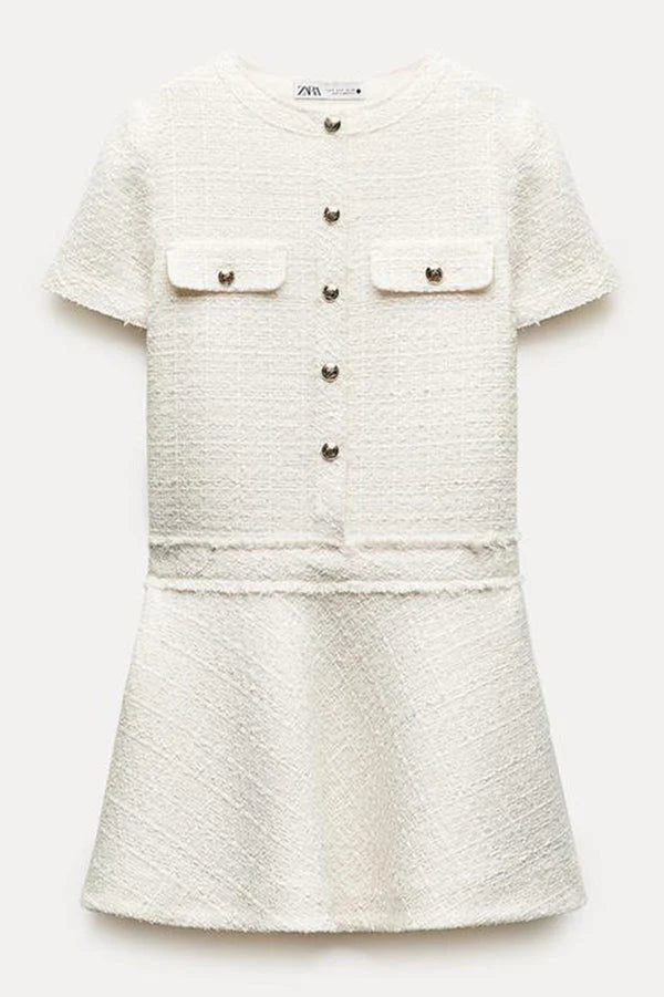 Brit & Boho™ I Lalaine Gold Button Short Sleeve Pocketed Mini Dress Brit & Boho | Fashion & Boutique