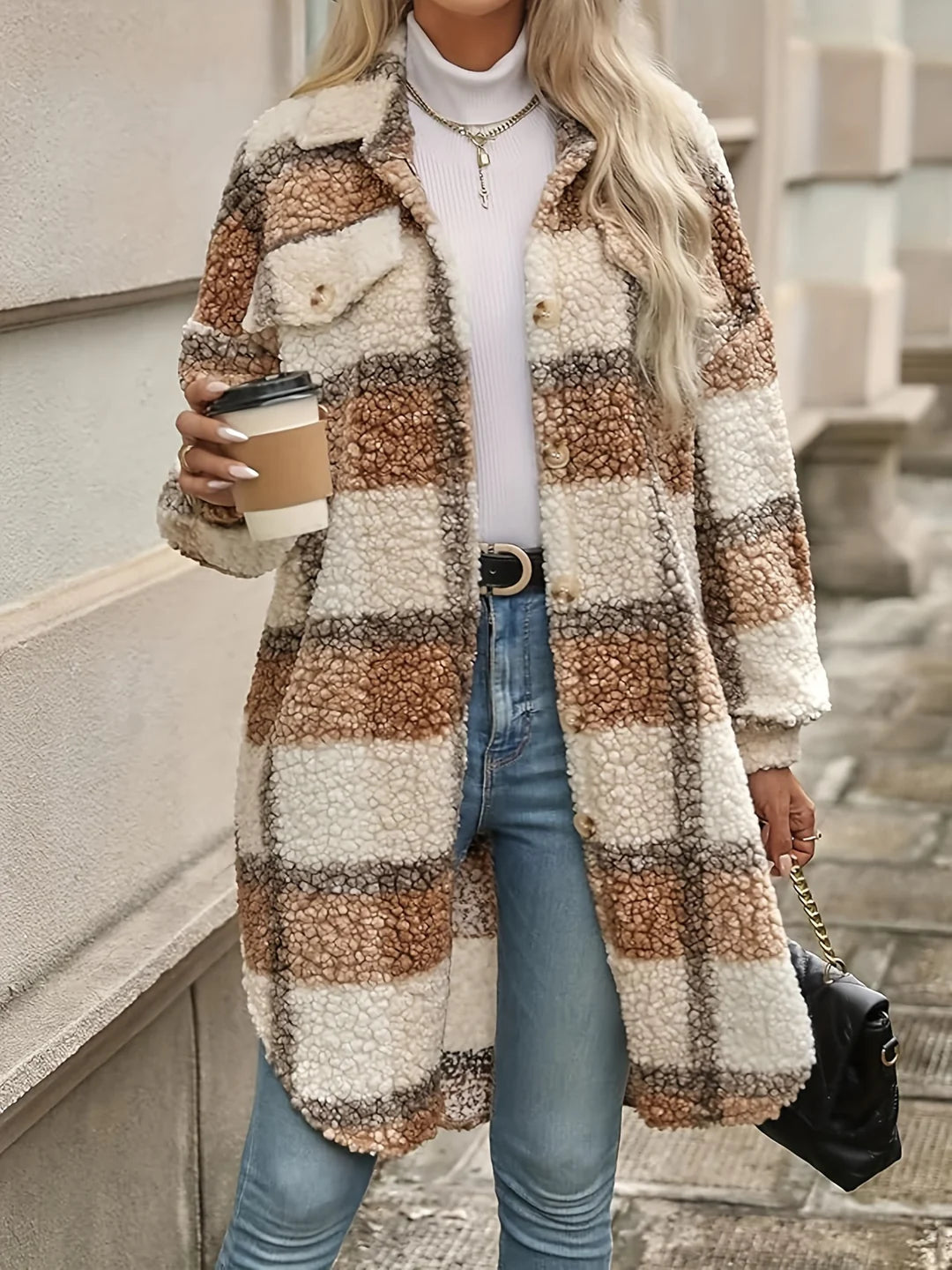 Brit & Boho™ | Mila Checked Jacket with Lapel Collar Brit & Boho | Fashion & Boutique