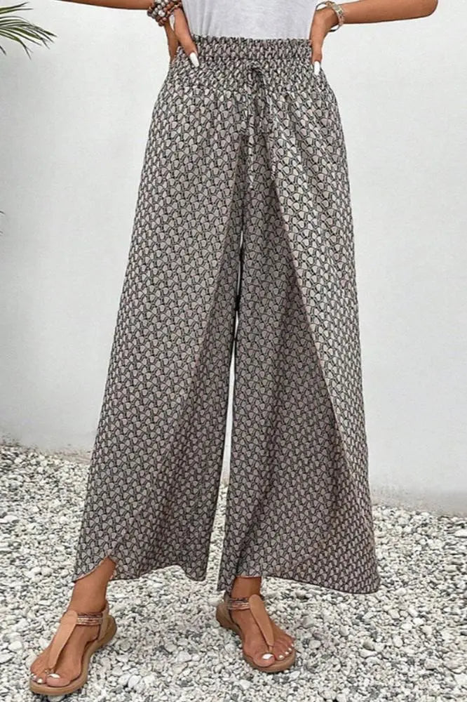Brit & Boho™️ | Lunara | Women's Wide-Leg Trousers in Geometric Print sadiluxe