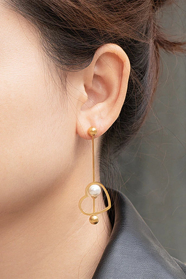 Brit & Boho™ I 18K Gold Titanium Steel Heart-shaped Peach Earrings Brit & Boho | Fashion & Boutique