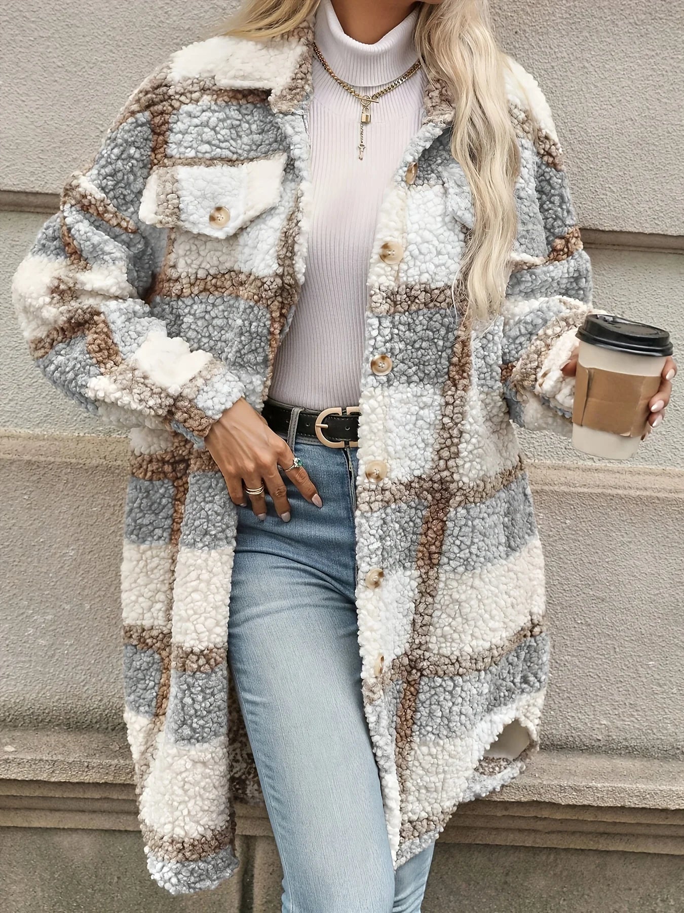 Brit & Boho™ | Mila Checked Jacket with Lapel Collar Brit & Boho | Fashion & Boutique