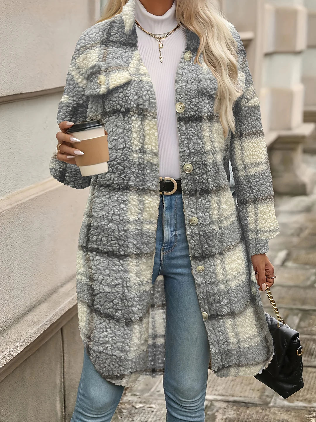 Brit & Boho™ | Mila Checked Jacket with Lapel Collar Brit & Boho | Fashion & Boutique