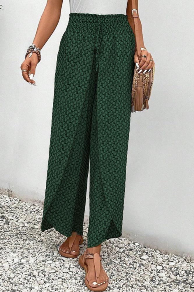 Brit & Boho™️ | Lunara | Women's Wide-Leg Trousers in Geometric Print sadiluxe