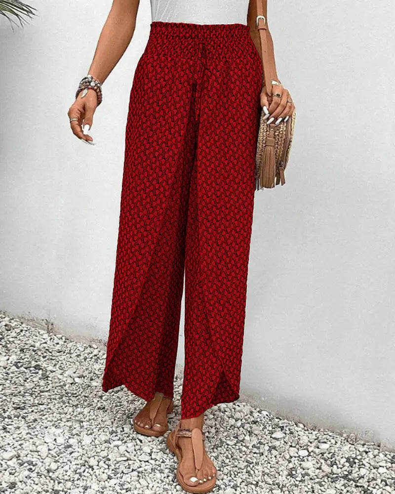 Brit & Boho™️ | Lunara | Women's Wide-Leg Trousers in Geometric Print sadiluxe