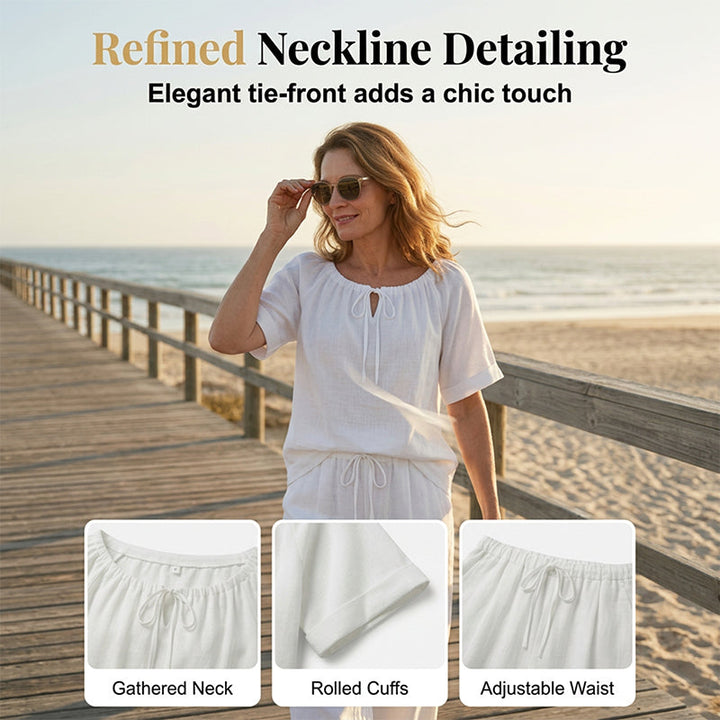 Women's Drawstring Top & Pants 2-Piece Set – Relaxed Fit, Comfortable & Perfect for Lounging or Everyday Style 🌸