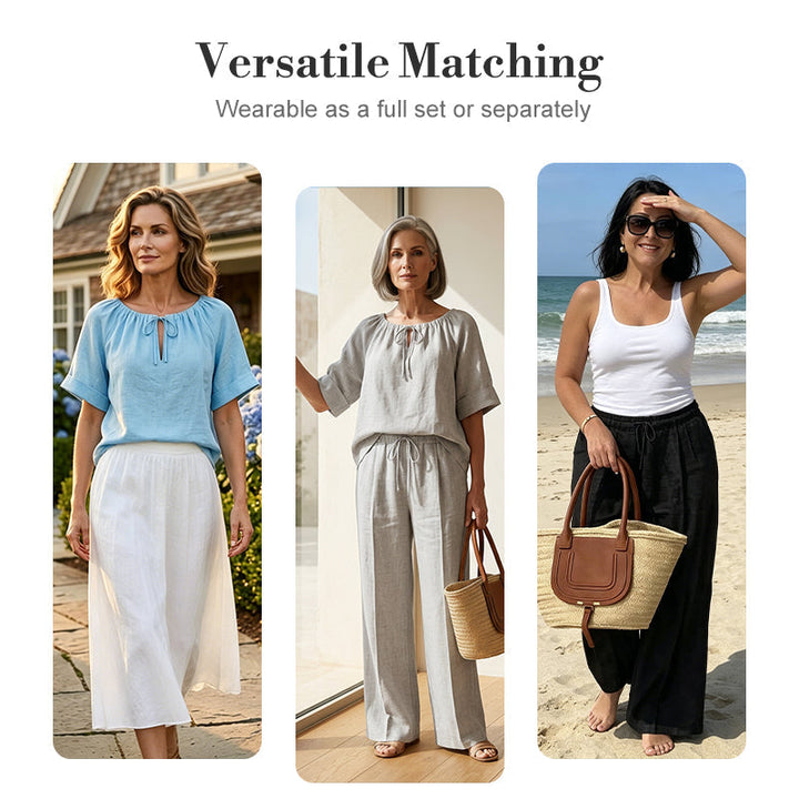 Women's Drawstring Top & Pants 2-Piece Set – Relaxed Fit, Comfortable & Perfect for Lounging or Everyday Style 🌸