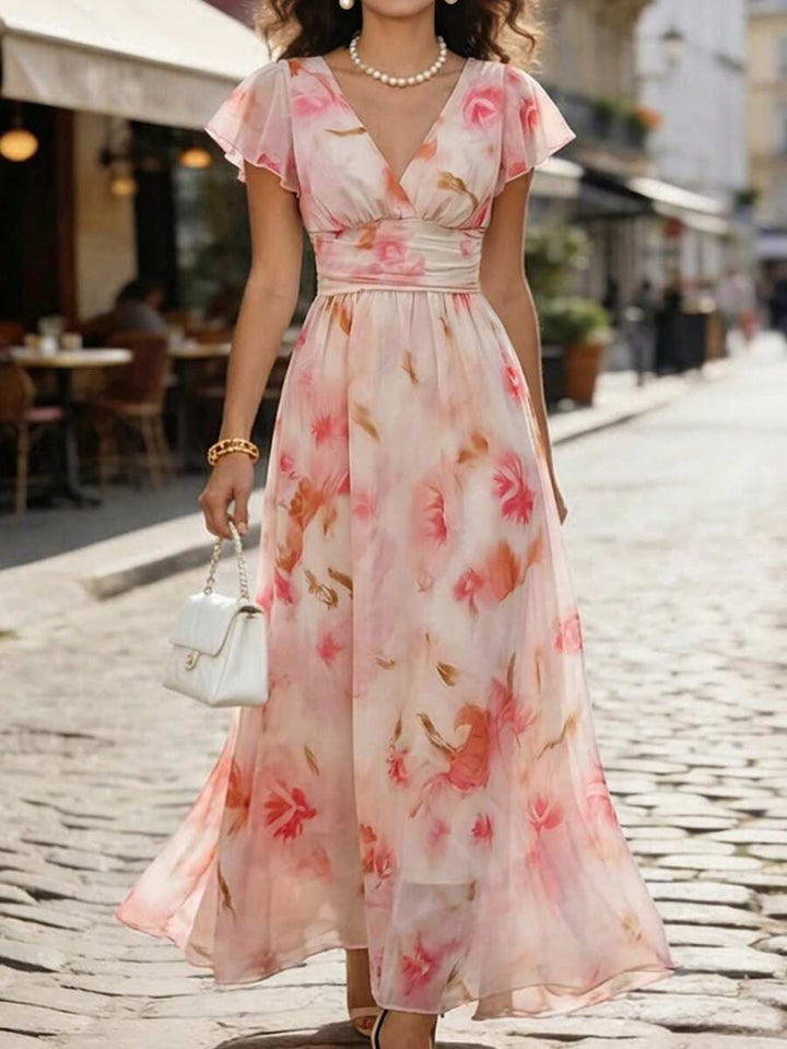 Emery Floral V-Neck Midi Dress