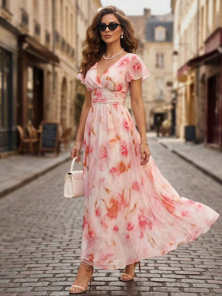 Emery Floral V-Neck Midi Dress