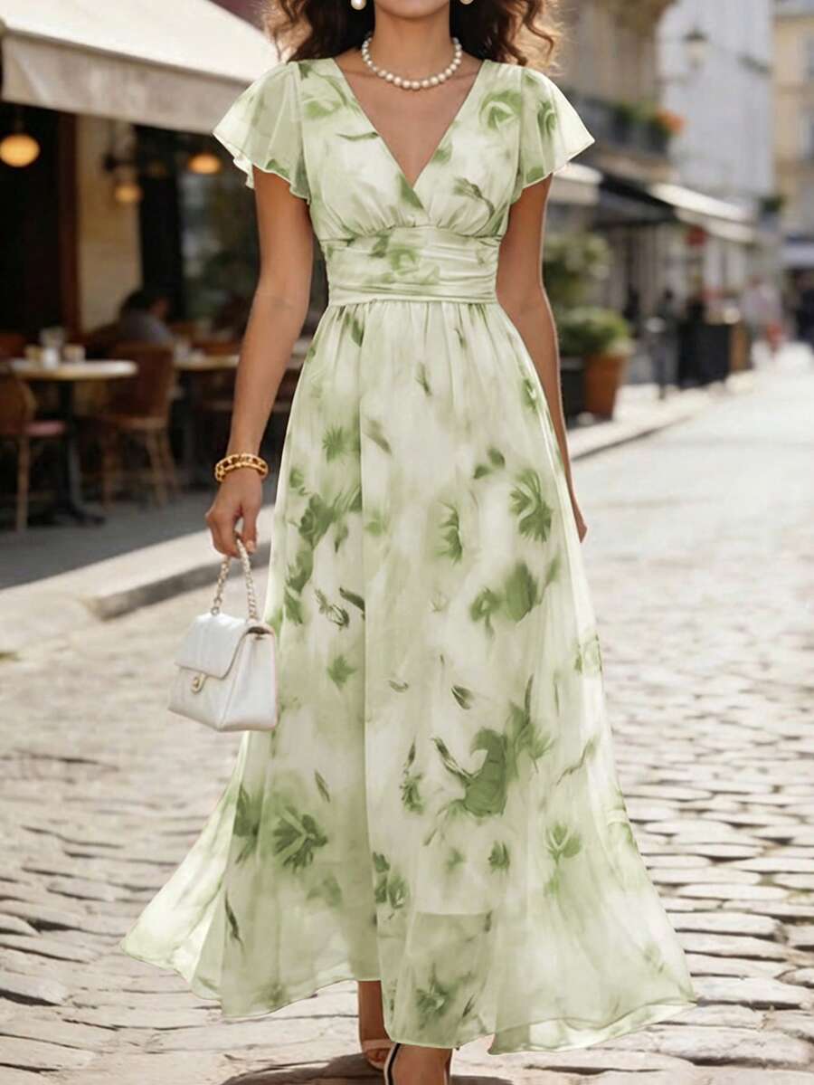 Emery Floral V-Neck Midi Dress