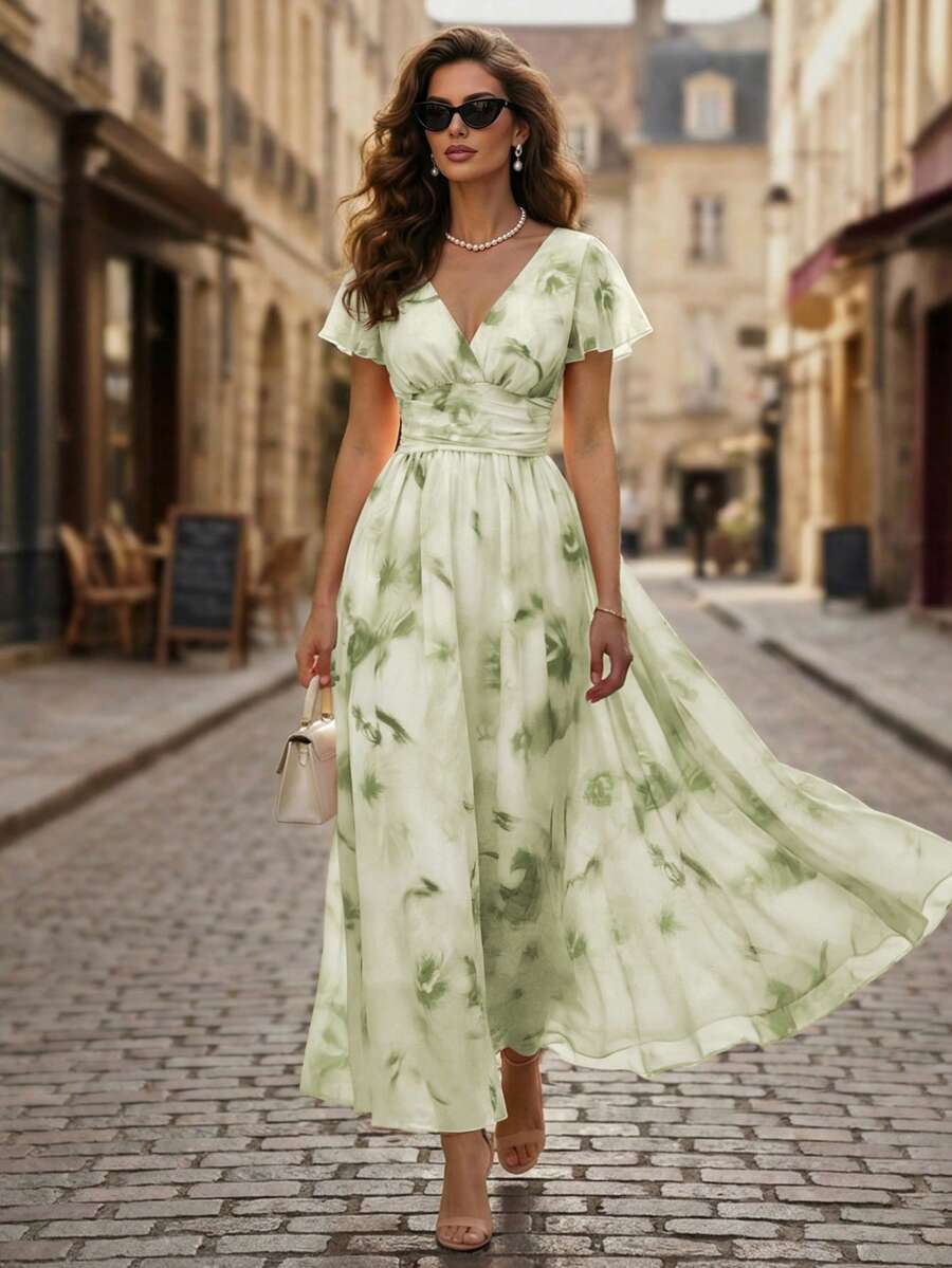 Emery Floral V-Neck Midi Dress