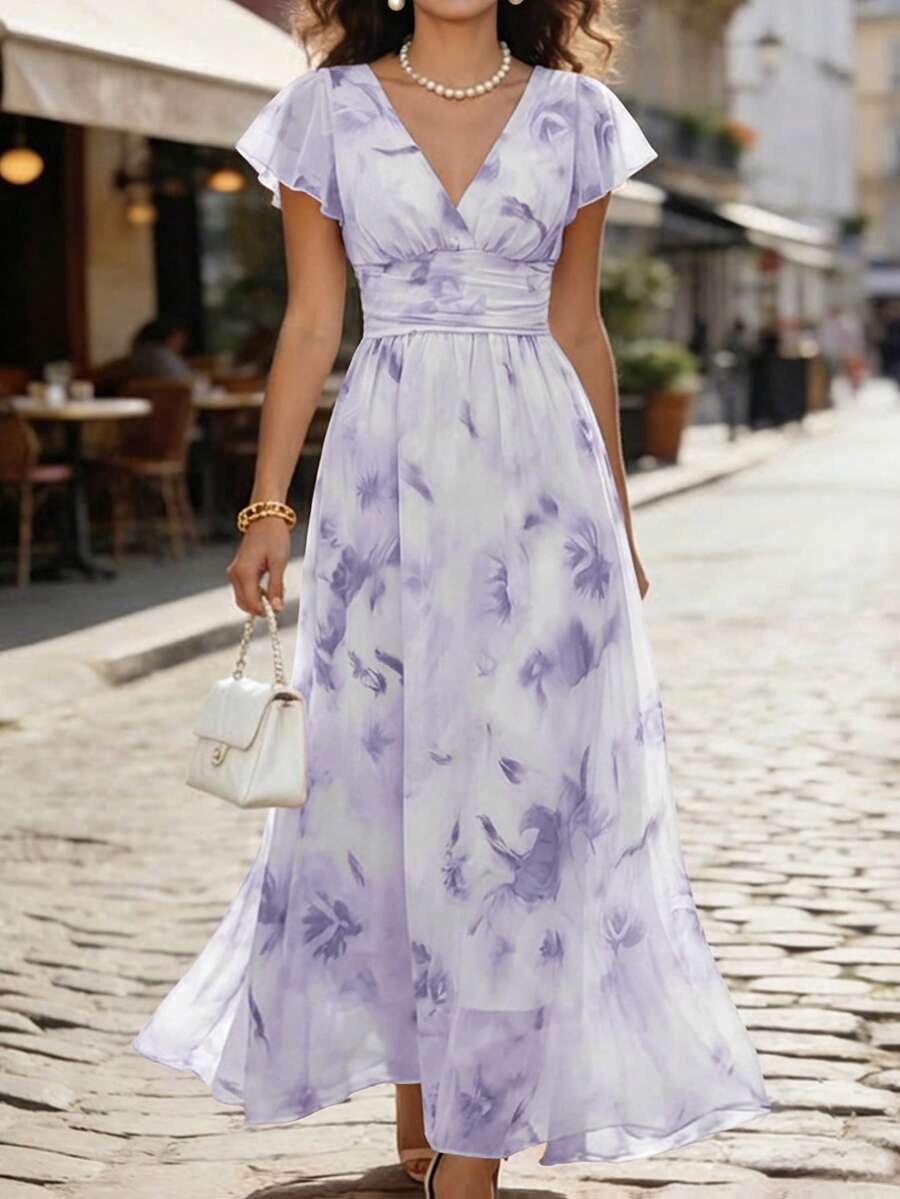 Emery Floral V-Neck Midi Dress