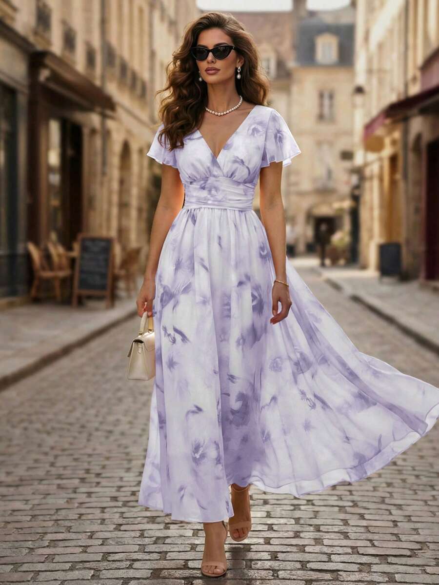 Emery Floral V-Neck Midi Dress
