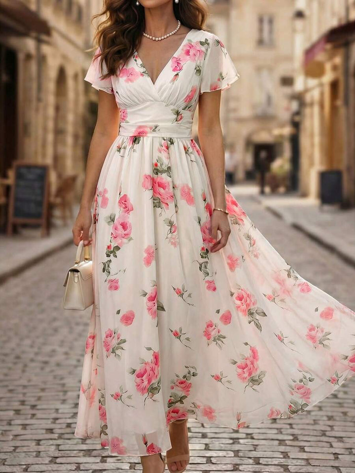 Emery Floral V-Neck Midi Dress