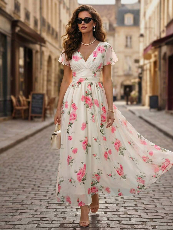 Emery Floral V-Neck Midi Dress