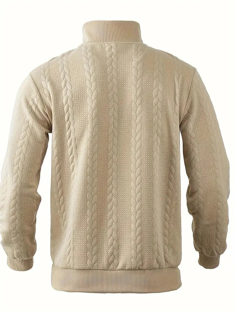Brit & Boho™️ | Casual Jacquard Quarter-Zip Pullover Brit & Boho | Fashion & Boutique