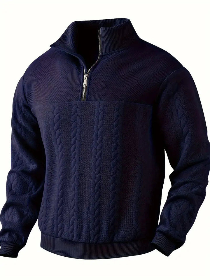 Brit & Boho™️ | Casual Jacquard Quarter-Zip Pullover Brit & Boho | Fashion & Boutique