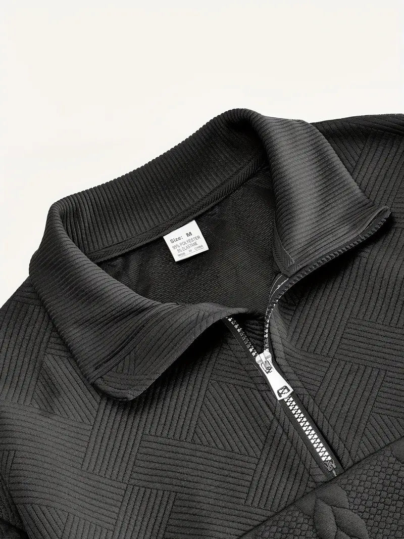 Brit & Boho™️ | Casual Jacquard Quarter-Zip Pullover Brit & Boho | Fashion & Boutique