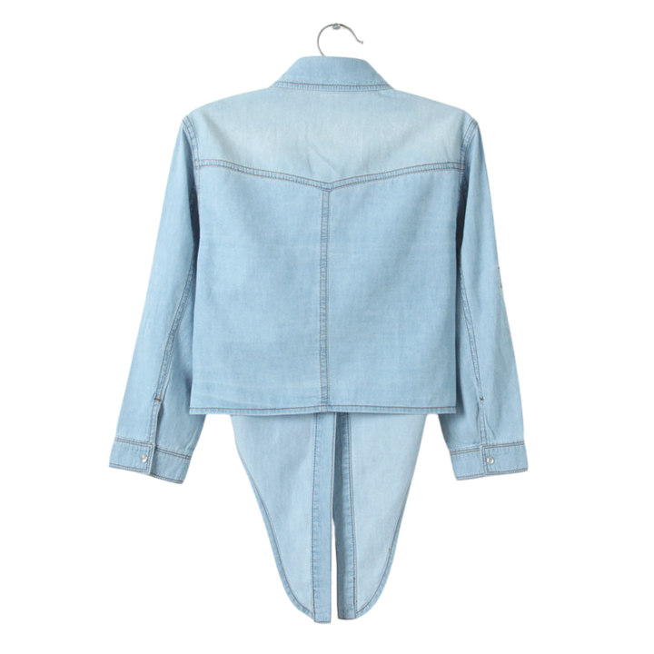 HARVEST™ – Knotted Crop Denim Cardigan