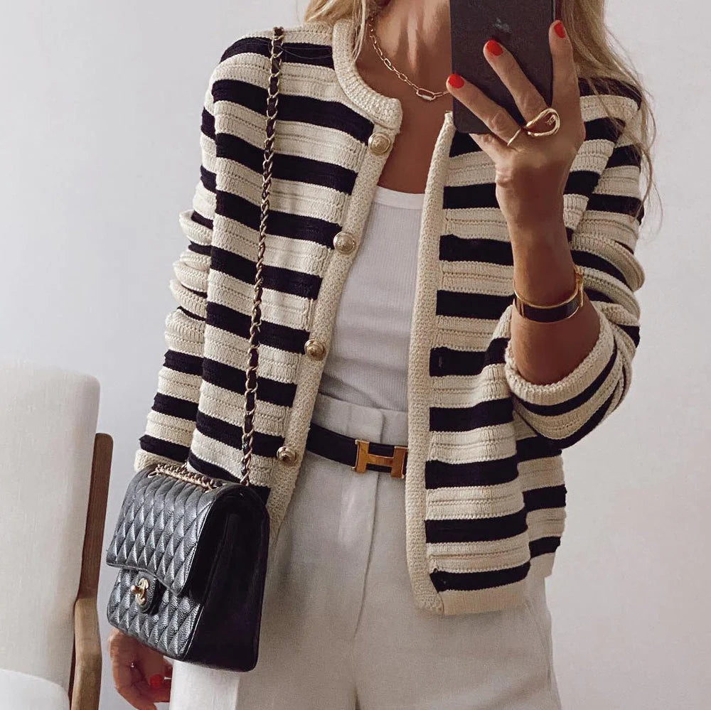 Brit & Boho™ I Sunshine Striped Cardigan with Long Sleeves