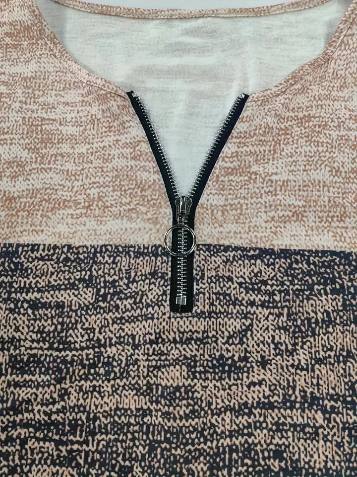 Brit & Boho™ I Marites Color Block Quarter Zip T-Shirt Brit & Boho | Fashion & Boutique