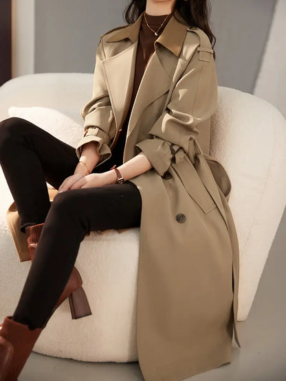 Brit & Boho™ I Cherry Double-Breasted Trench Coat