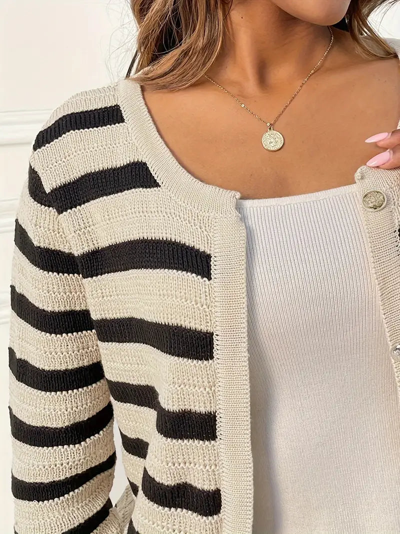 Brit & Boho™ I Sunshine Striped Cardigan with Long Sleeves