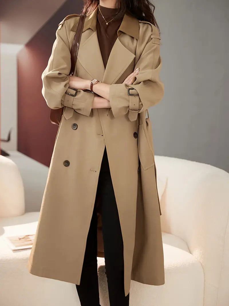 Brit & Boho™ I Cherry Double-Breasted Trench Coat