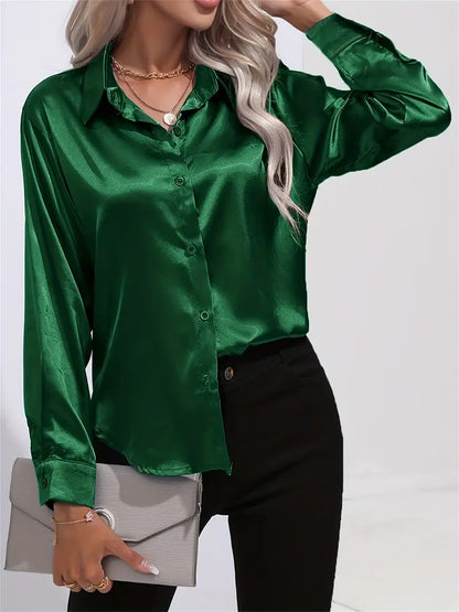 Brit & Boho™ I Sam Lapel-collar Satin Shirt