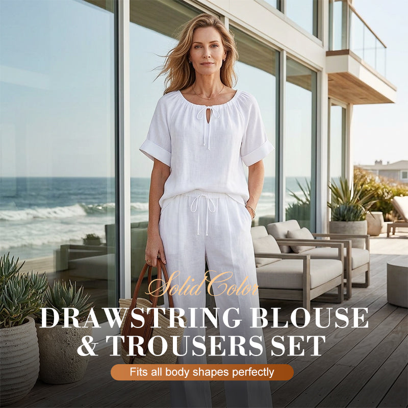 Women's Drawstring Top & Pants 2-Piece Set – Relaxed Fit, Comfortable & Perfect for Lounging or Everyday Style 🌸