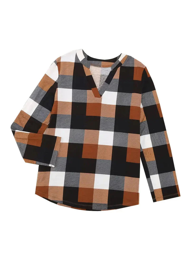 Brit & Boho™ I Dally Plaid Color Block Blouse Brit & Boho | Fashion & Boutique