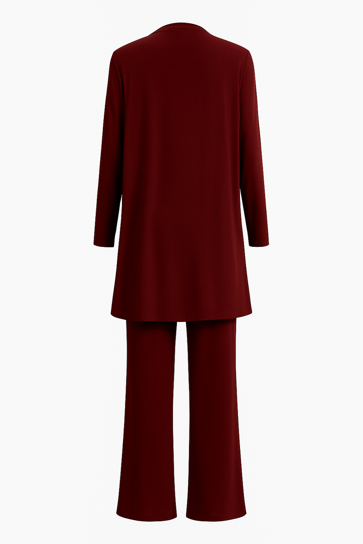 Adele | Women's Cashmere-Blend 3-Piece Cardigan, Top & Wide-Leg Trouser Set