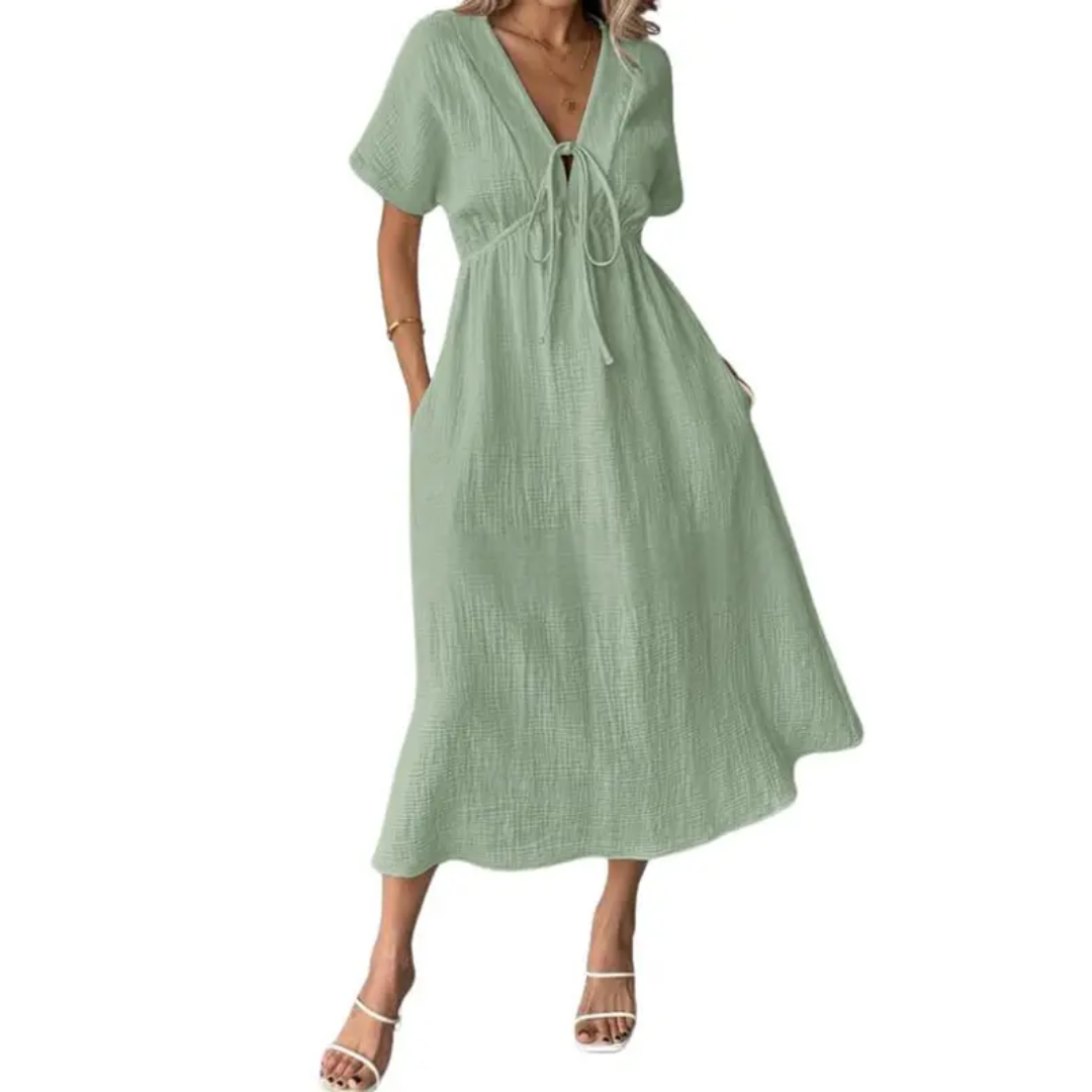 BREEANNE™ – Relaxed V-Neck Maxi Dress