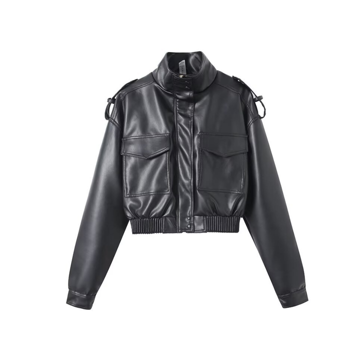 ZEPHYRINE™ – Edgy Faux Leather Moto Jacket