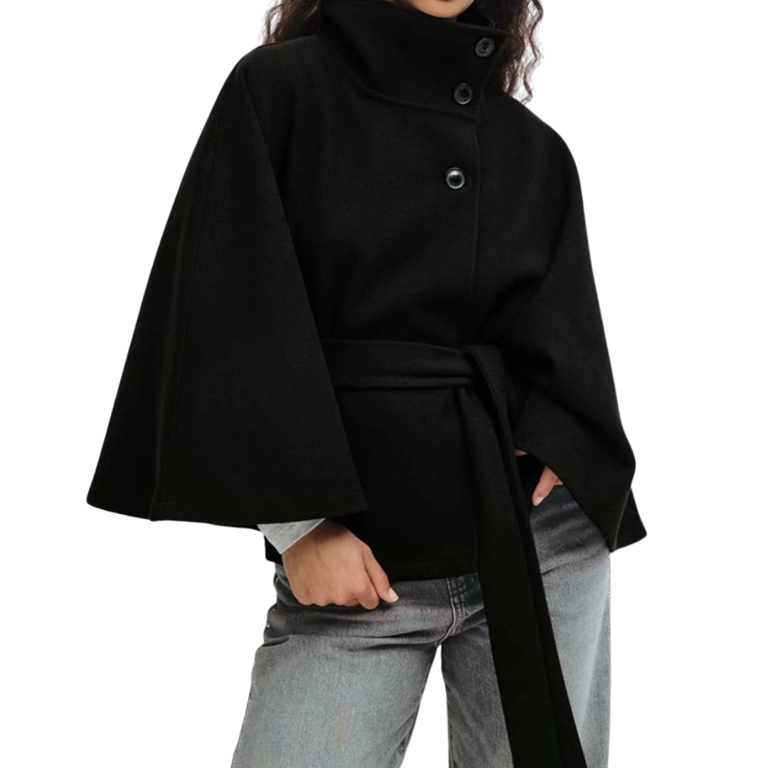 WULFRIC™ – Structured Cape-Style Belted Coat