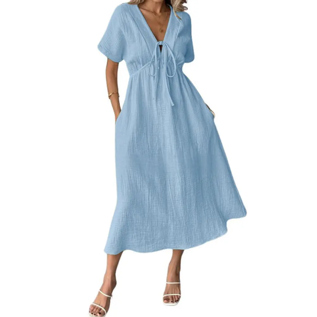 BREEANNE™ – Relaxed V-Neck Maxi Dress