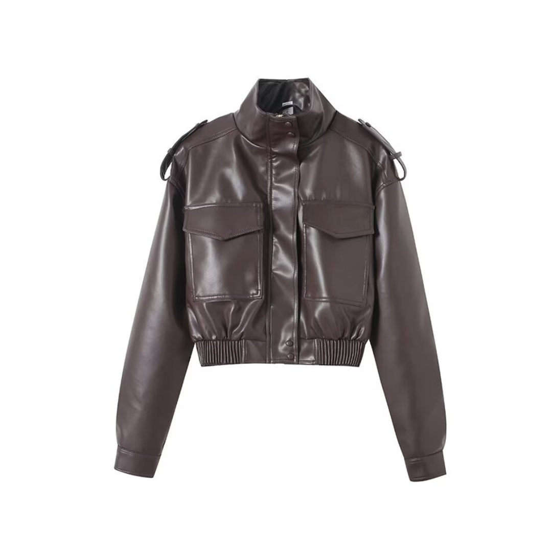ZEPHYRINE™ – Edgy Faux Leather Moto Jacket