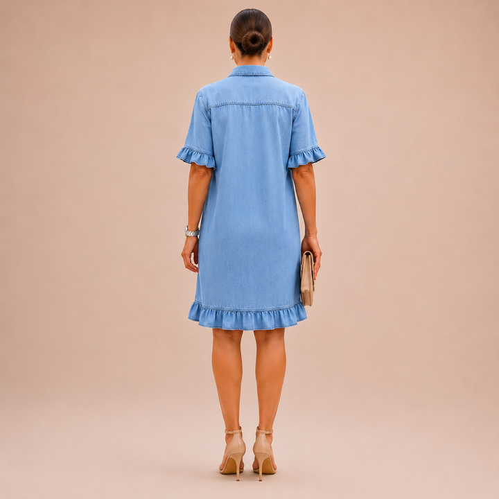 Marlowe™ | Ruffled Denim Shirt Dress