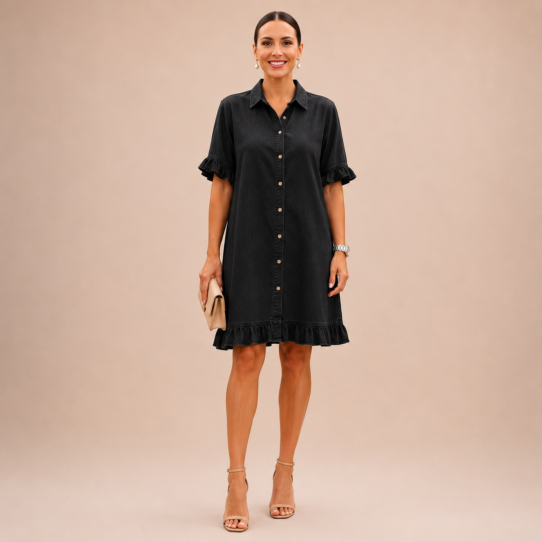 Marlowe™ | Ruffled Denim Shirt Dress