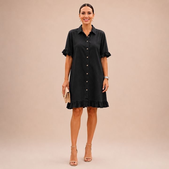 Marlowe™ | Ruffled Denim Shirt Dress
