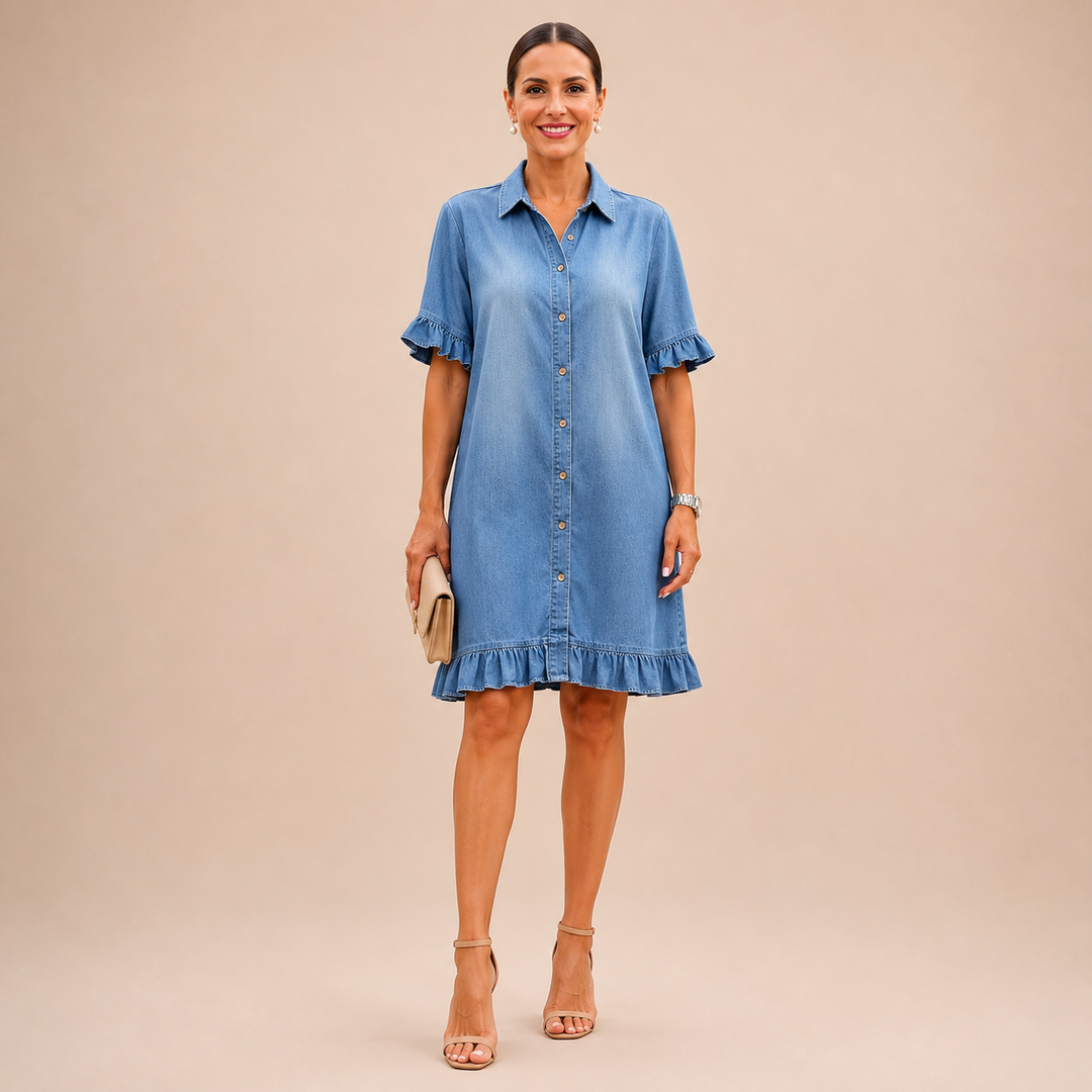 Marlowe™ | Ruffled Denim Shirt Dress