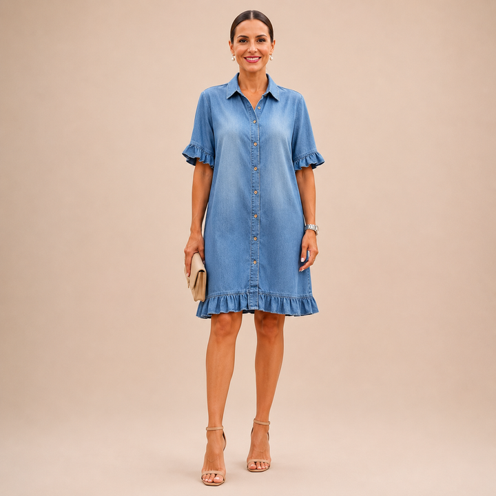 Marlowe™ | Ruffled Denim Shirt Dress